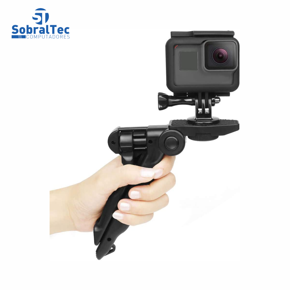 Suporte De Mão e Mini Tripé Ajustável 360 Para Celulares e Cameras Com Adaptador Gopro