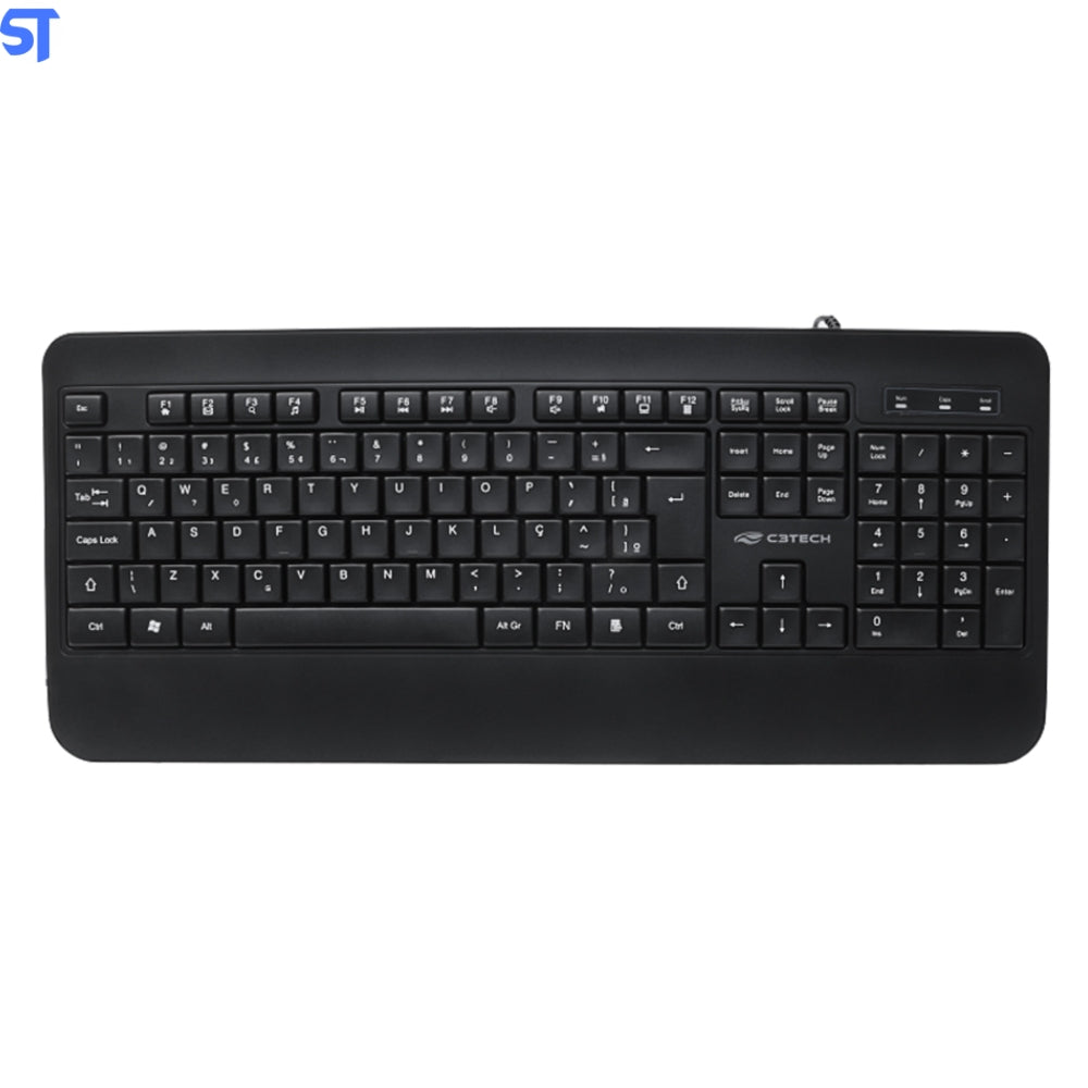 Teclado Multimidia USB KB-M100BK Preto C3Tech