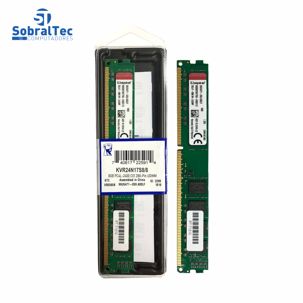 Memoria Ram Desktop Ddr4 Kingston Kvr24n17s8/8 8gb 2400mhz 288 Pin Udimm