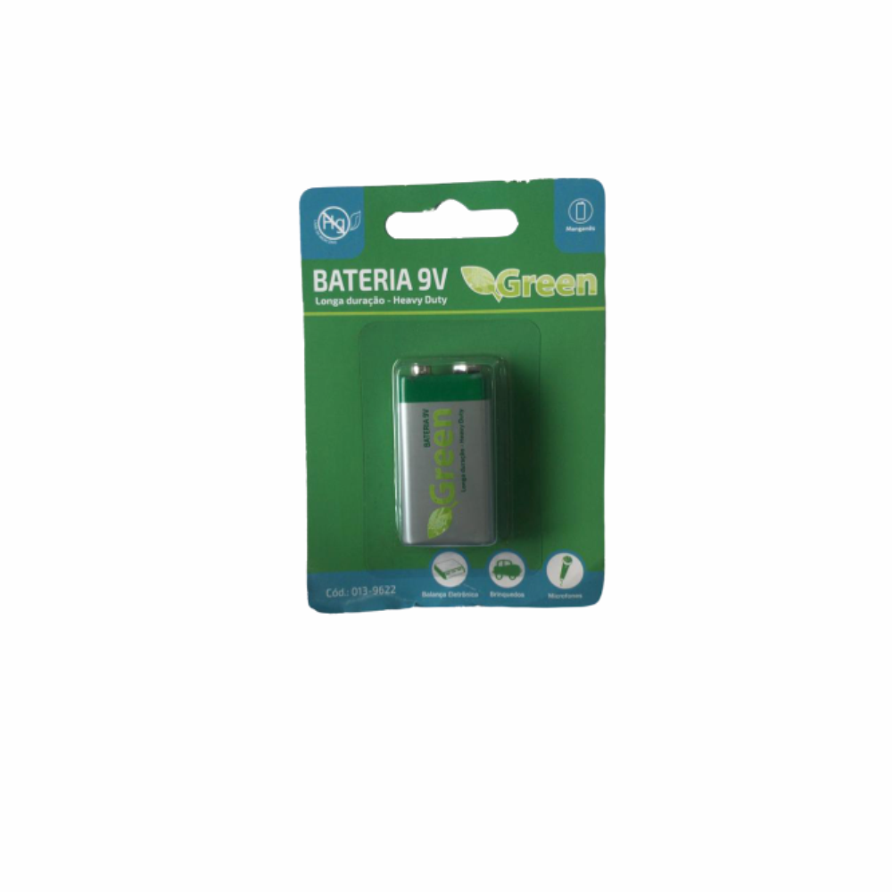 Bateria 9V Alcalina 6f22 Manganes Heavy Duty Green