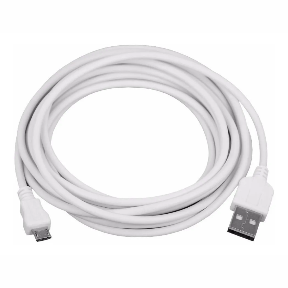 Cabo Usb 3.0 Celular V8 3 Metros Branco 28AWG 80° 30V 1.5A