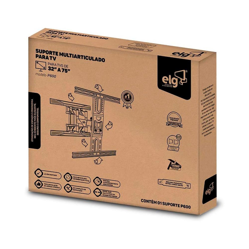 Suporte Articulado Parede Montado ELG P600 TV LED/LCD/PLASMA/3D PLANA/3D CURVA de 32