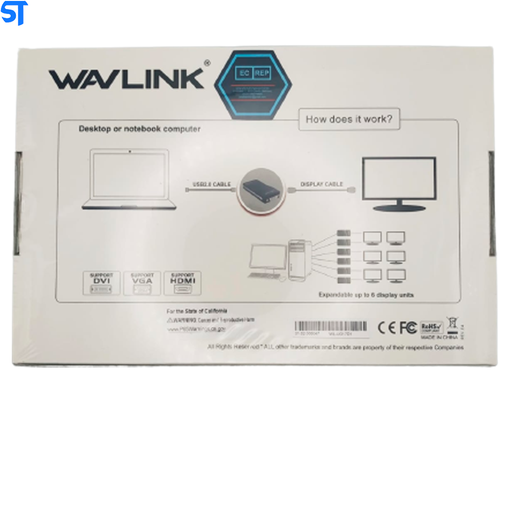 Adaptador De Vídeo Usb 2.0 X Vga Dvi Hdmi Multi Display Uga - Wavlink