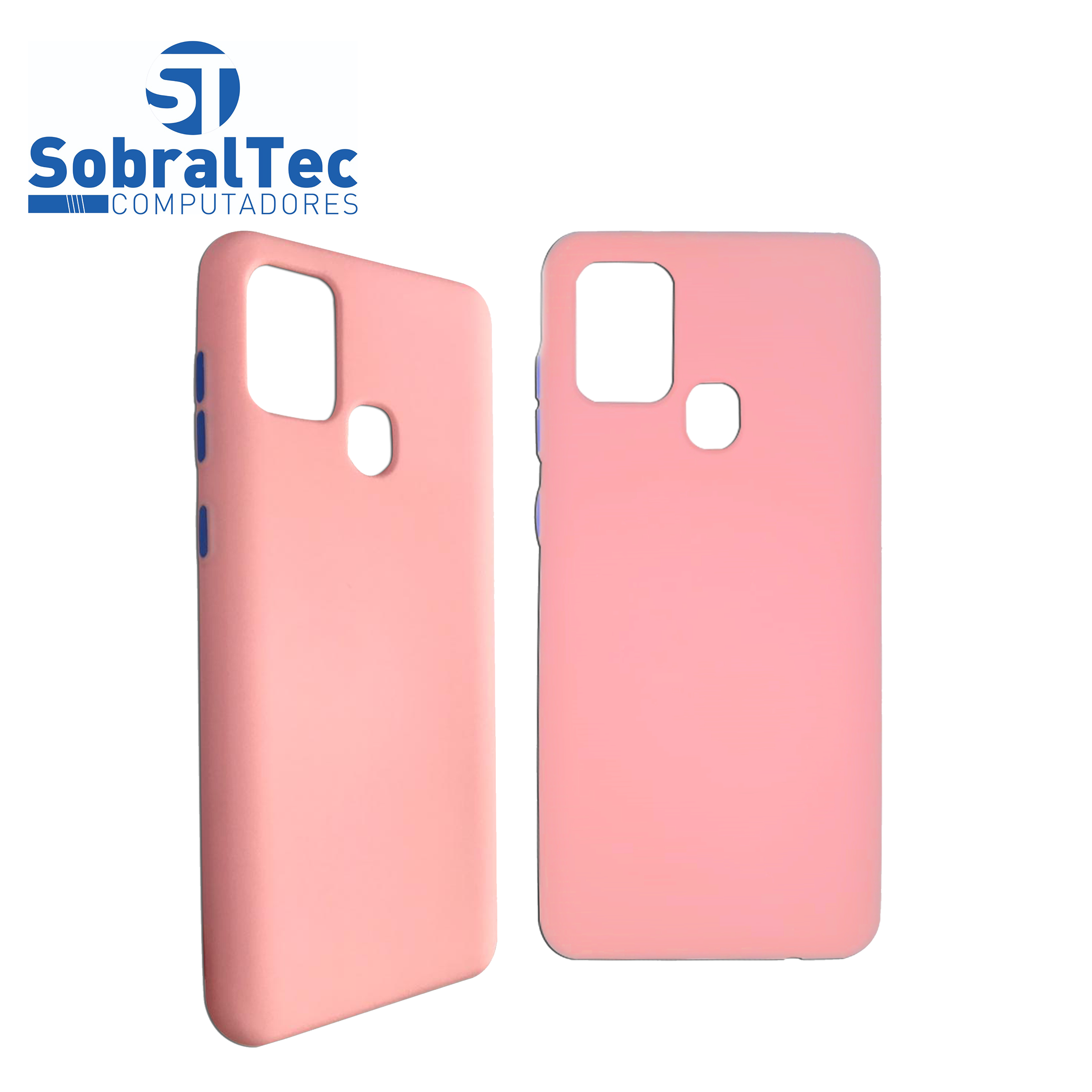 Capa Silicone TPU Reforçado Rosa Botões Em Azul Samsung Galaxy A21s