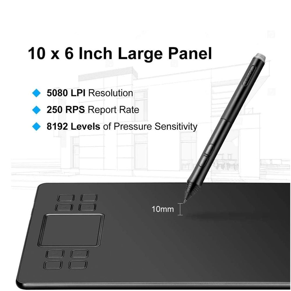 Veikk A50 tablet 10x6 Polegadas 8 teclas expressas e gesto touch-pad 8192 níveis de pressão arte gráfico
