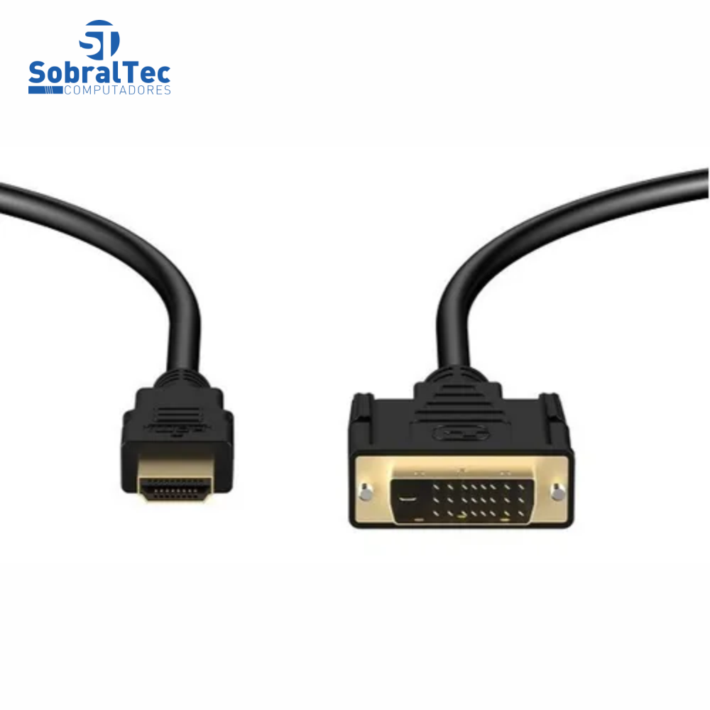 Cabo Hdmi Macho Para Dvi 24+1 Macho 1Mt Conectores Dourados