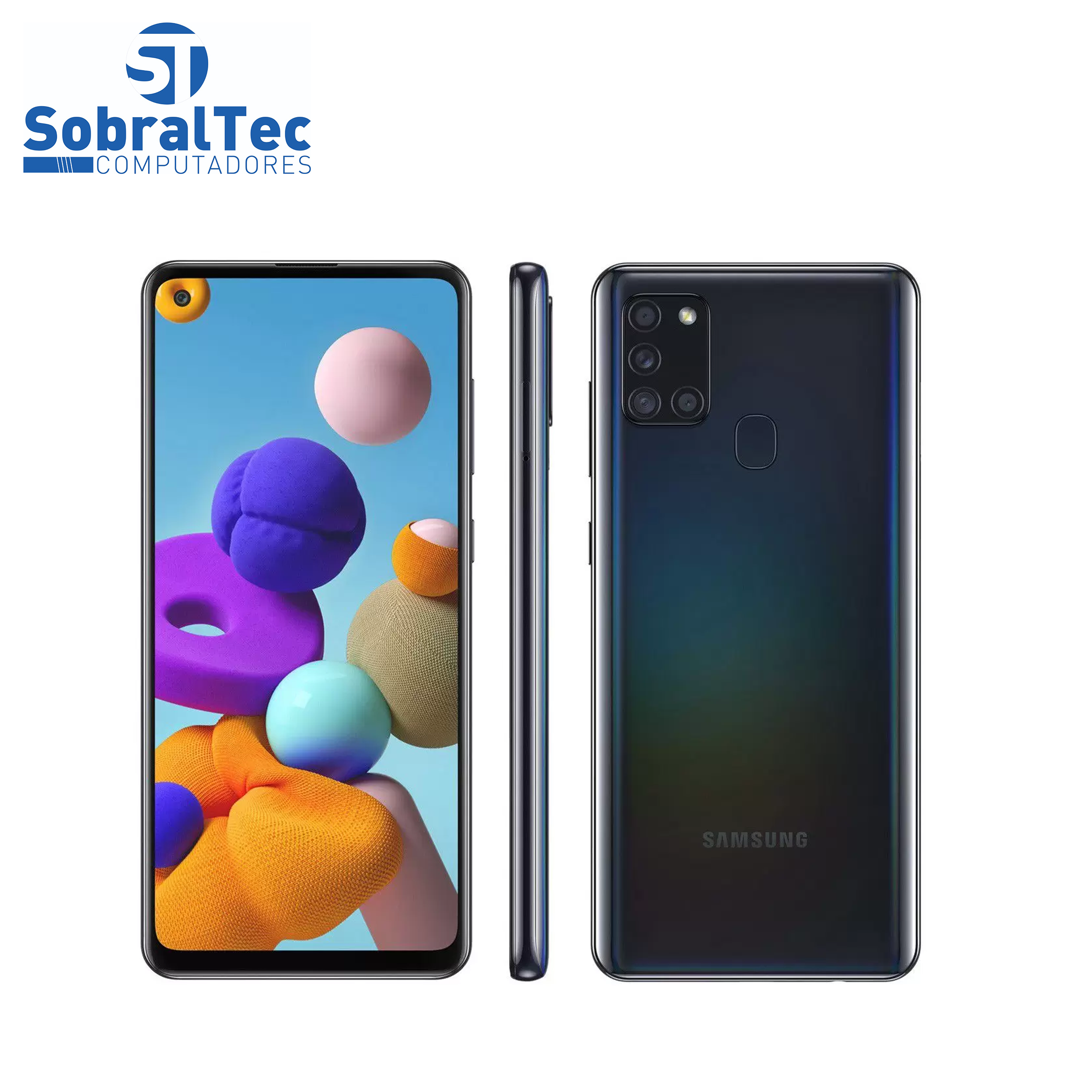 Smartphone Samsung Galaxy A21s 64GB Preto 4G - 4GB RAM 6,5” Câm. Quádrupla + Selfie 13MP