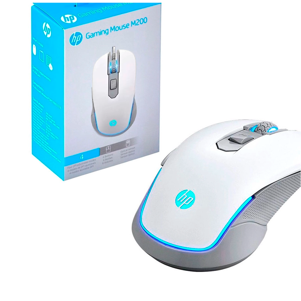 Mouse Gamer USB M200 HP 2400DPI LED Branco