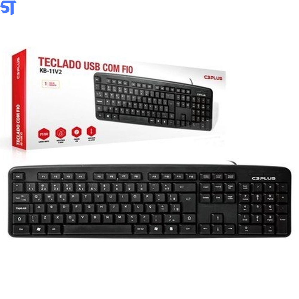 Teclado USB Padrão KB-11BKV2 Preto C3PLUS C3 tech