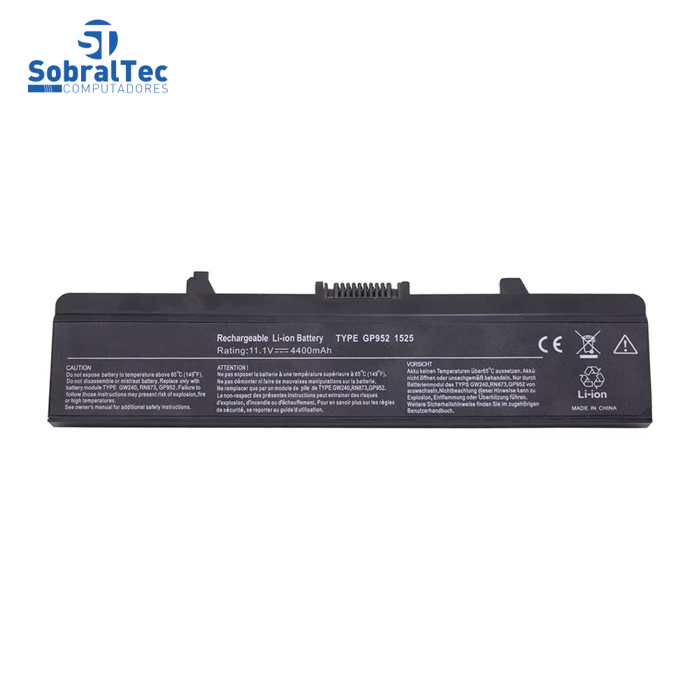 Bateria Notebook Compativel Com Dell Inspiron 1525 6 Celulas- Preto - 10.8V