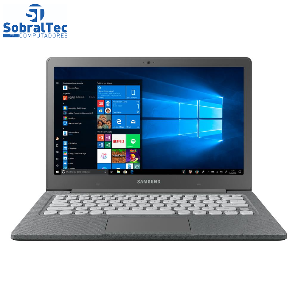 Notebook Samsung Dual Core 4GB 64GB SSD Tela Full HD 13.3” Windows 10 Flash F30 NP530XBB-AD1BR