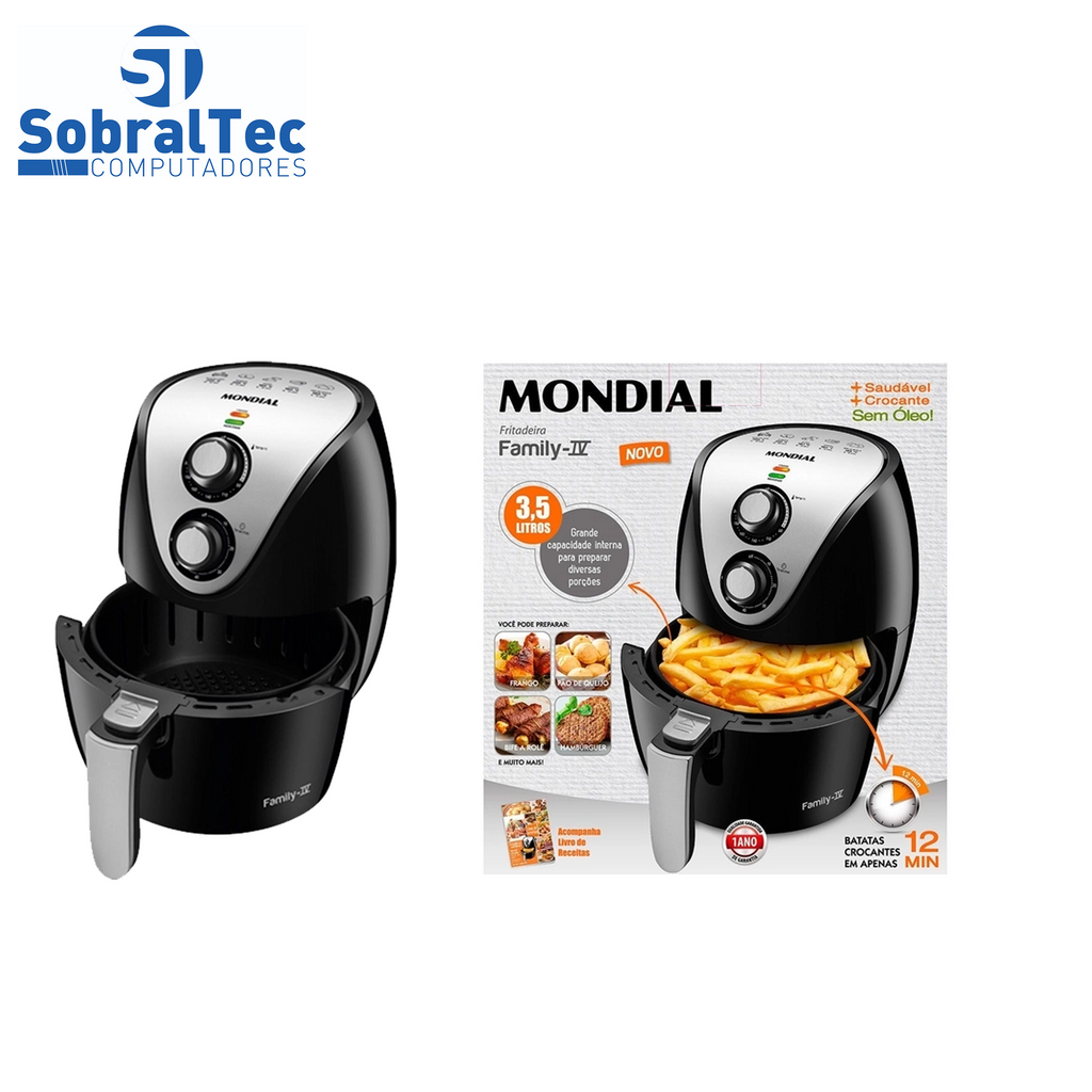 Fritadeira Elétrica sem Óleo/Air Fryer Mondial - New Pratic AF-31 Preto 3,6L com Timer