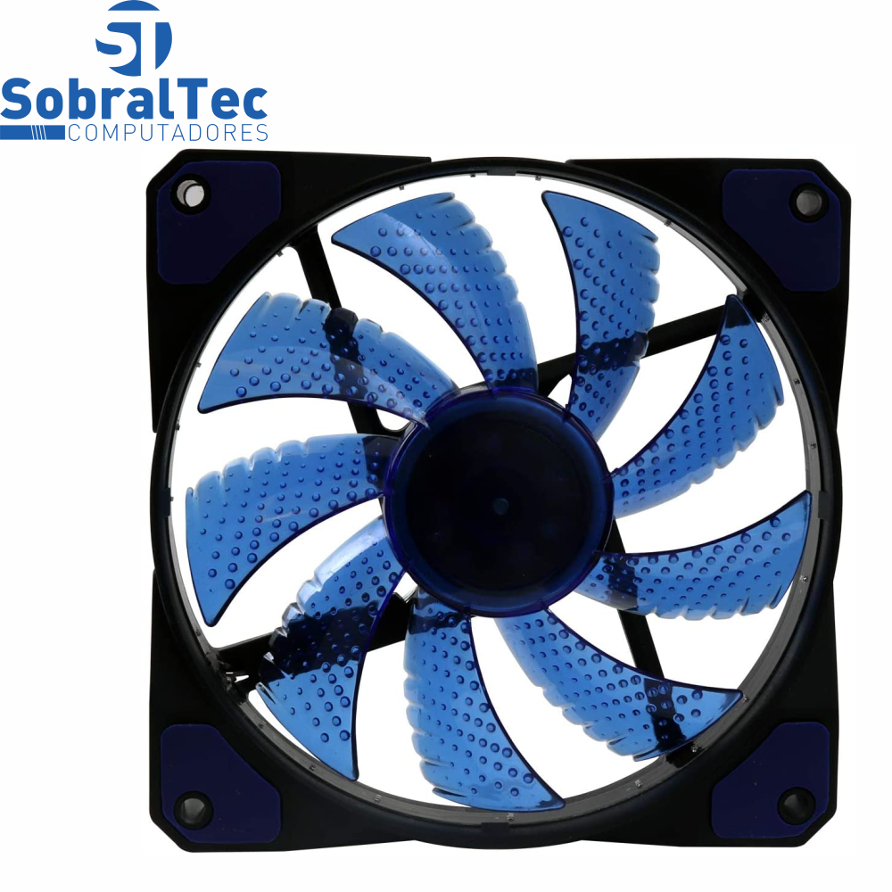 Cooler Fan 12cm Com 16 Leds Azul 12V 0,20A 9 Lâminas 1200Rpm Oex Game F20