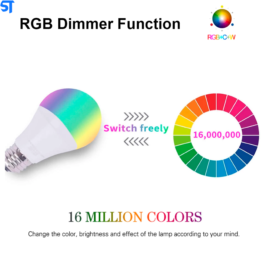 Lâmpada Inteligente Com RGB Controle Por Voz Google Assistant e Alexa Integrada- Avatto 15w