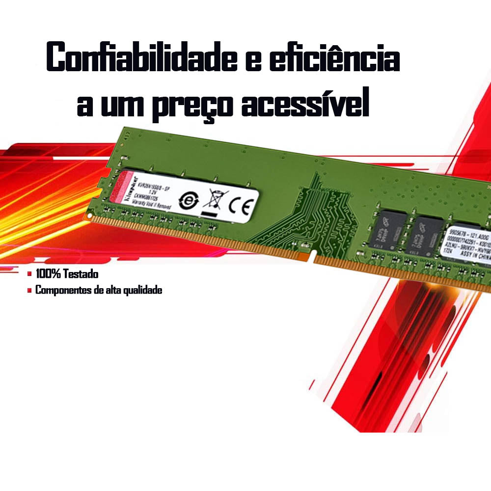 Memória Ram Desktop 8GB DDR4 2666MHz Kingston KVR26n19S8/8