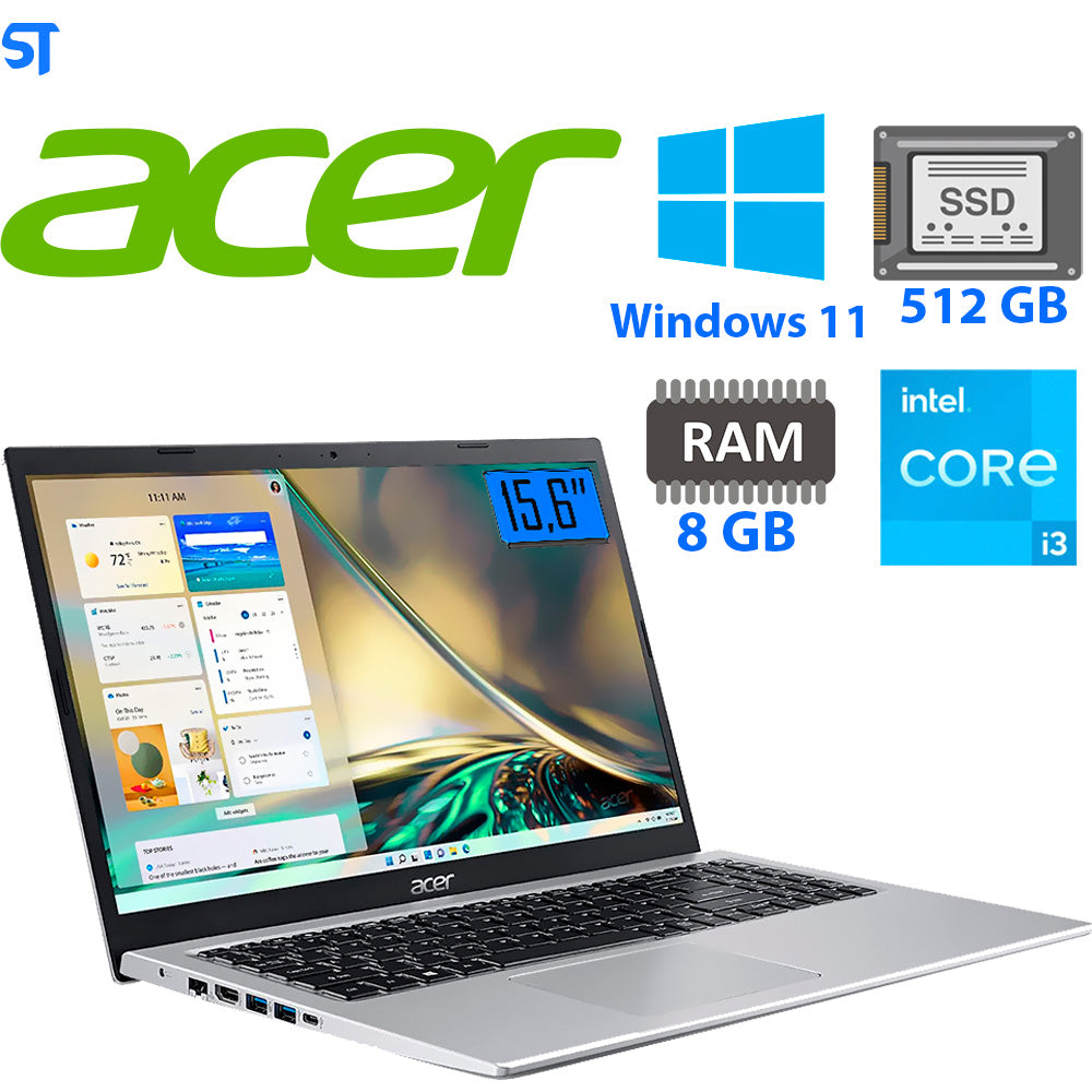 Notebook Acer A515-56-36UT Intel Core i3 1115G4 de 3.0GHz Tela Full HD 15.6