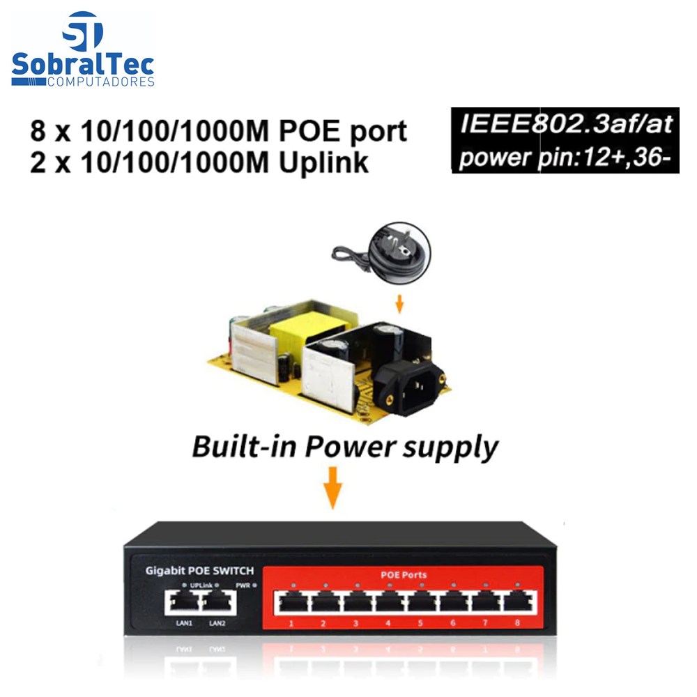 Switch Gigabit Poe 8 Portas - SSC GPOE208