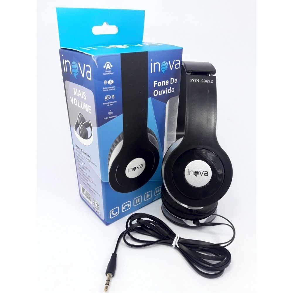Fone De Ouvido Inova Fon-2067D Dobrável Cabo 1,2Mt