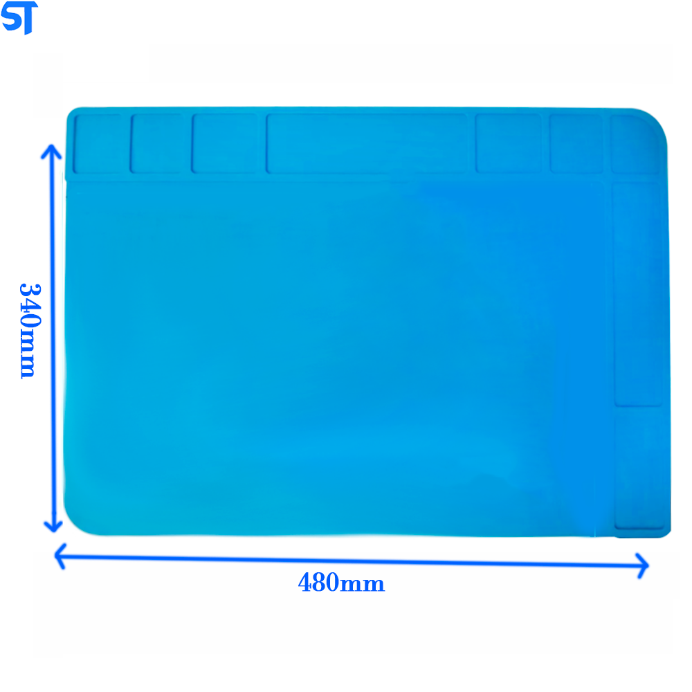 Manta Anti Estática Com Divisória Silicone Azul Para Bancada 480X340mm Exbom KLTE-508
