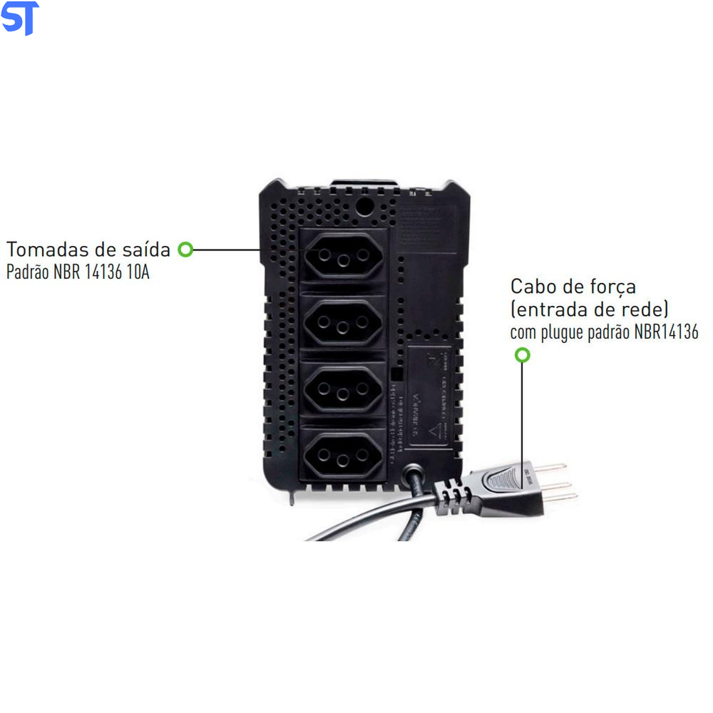 Estabilizador SMS Revolution Speedy 300VA, Entrada Bivolt Automático e Saída de 115V, 4 Tomadas - USP300Bi