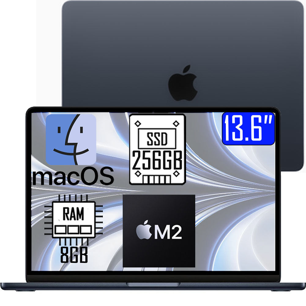 Notebook Apple MacBook Air MLY33BZ  256 GB SSD Tela 13.6  Chip M2 CPU Oito Núcleos e GPU Oito Núcleos, -  Meia Noite