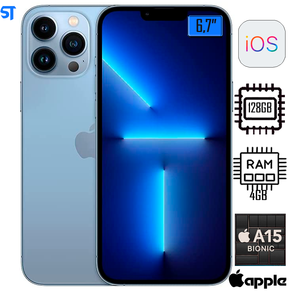 iPhone 13 Pro Max Apple (512GB) Azul Sierra, Tela de 6,7”, 5G e Câmera Pro de 12 MP