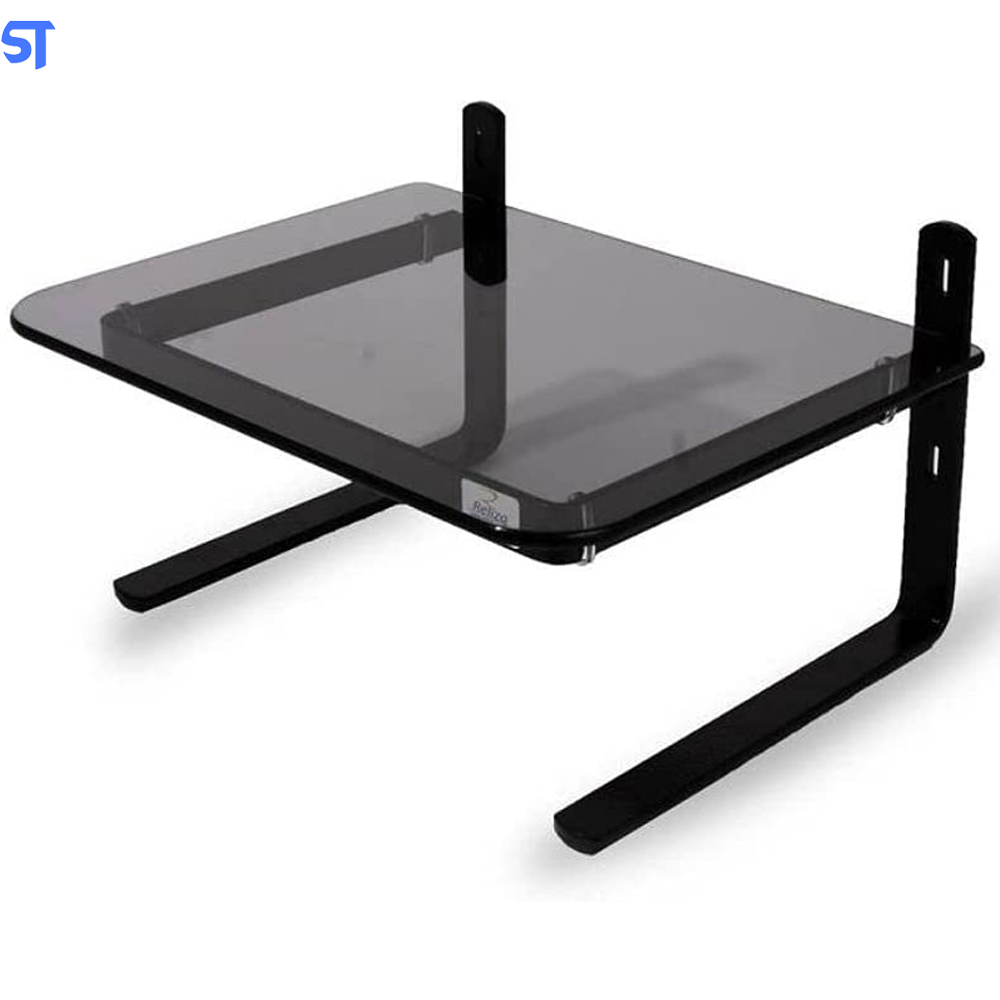 Suporte de mesa para Monitor de LCD preto e vidro fumê Reliza