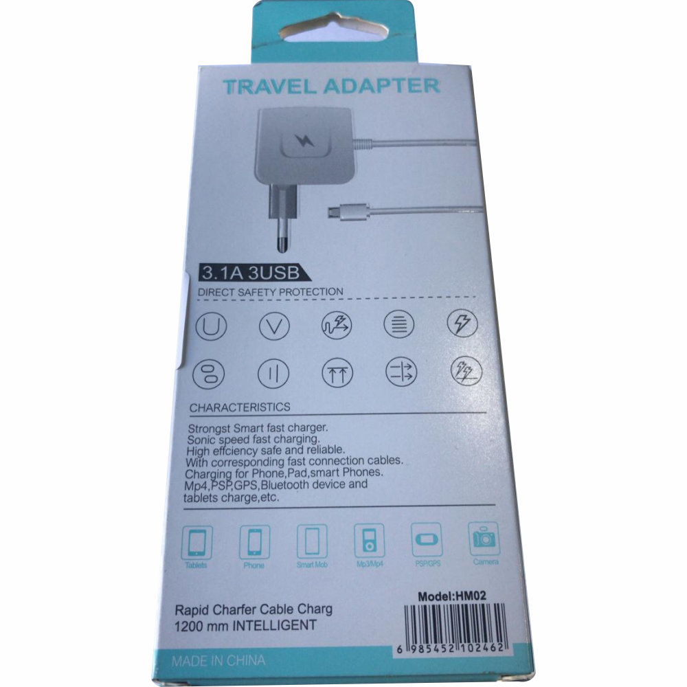 Carregador Usb V8 3.1a Com Três Portas Usb 1200 Leon Gts HM02