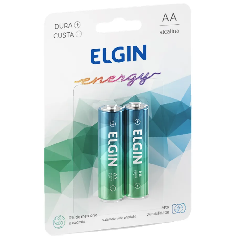 Pilha Alcalina AA 1,5V Blister Com 2 Unidades Elgin ELE000000082152