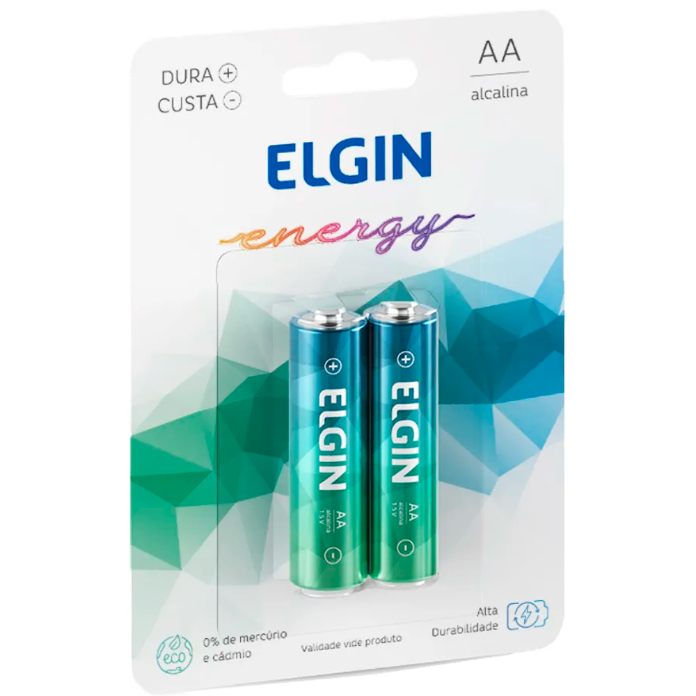 Pilha Alcalina AA 1,5V Blister Com 2 Unidades Elgin ELE000000082152