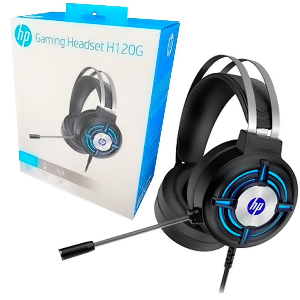 Headset  Fone Com Microfone HP Gaming H120, 2x P2, USB, Iluminação LED, com adaptador P2 3.5mm