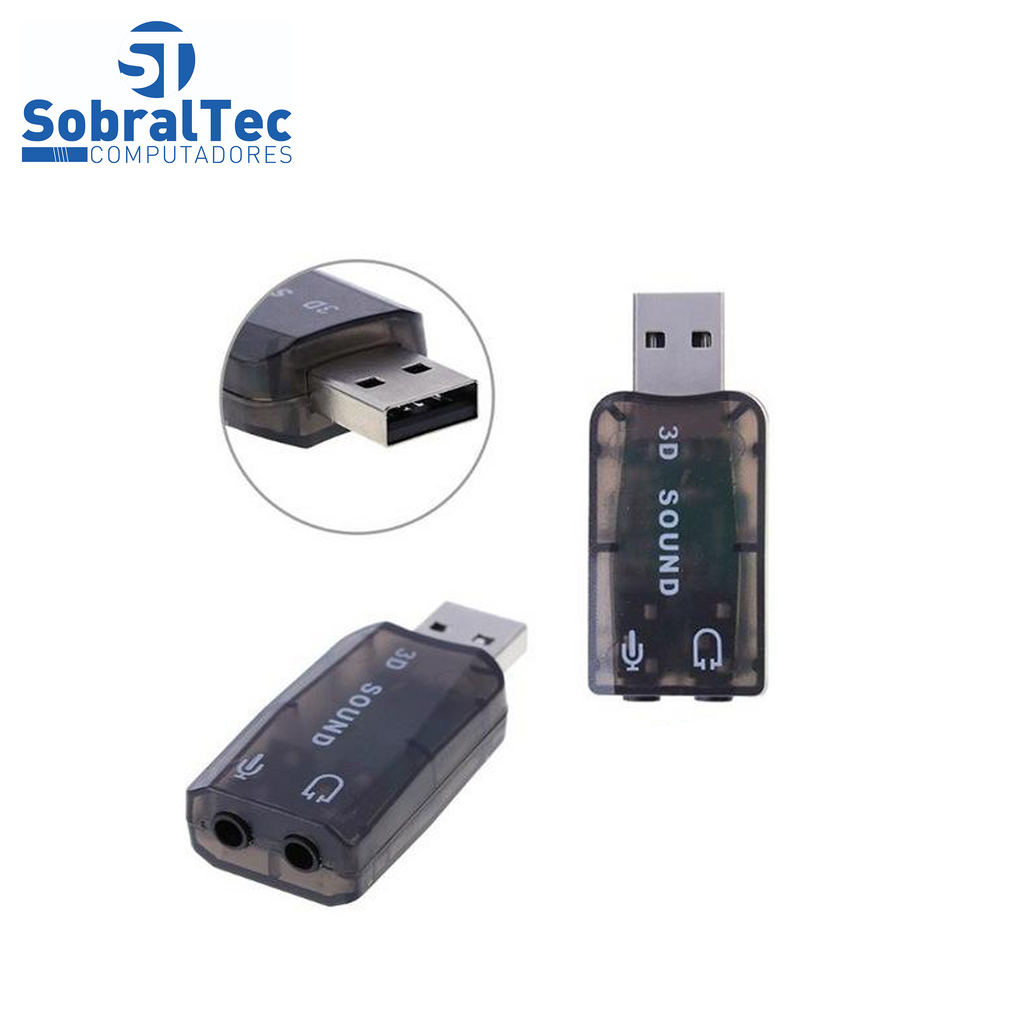 Conversor de Audio Usb a Macho x Audio e Fone Cinza