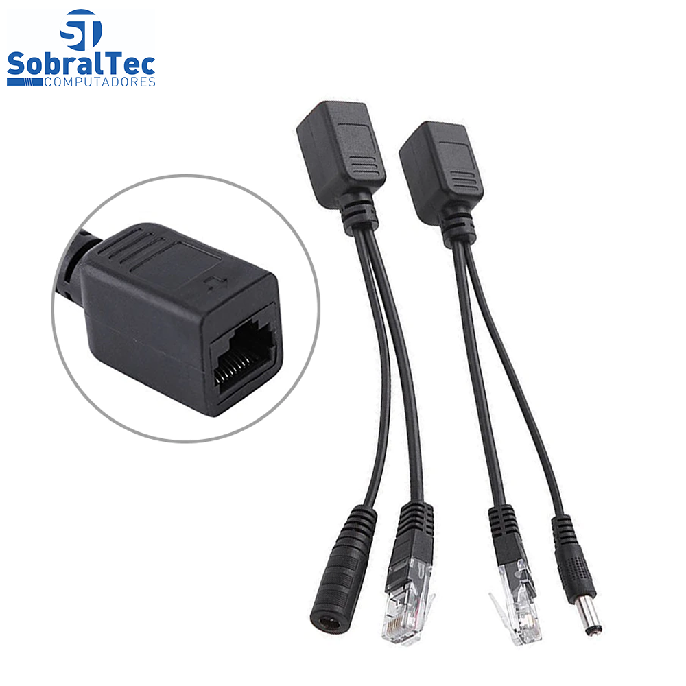 Cabo Injetor POE De Alimentação Passiva Ethernet ( Par Macho e Fêmea)