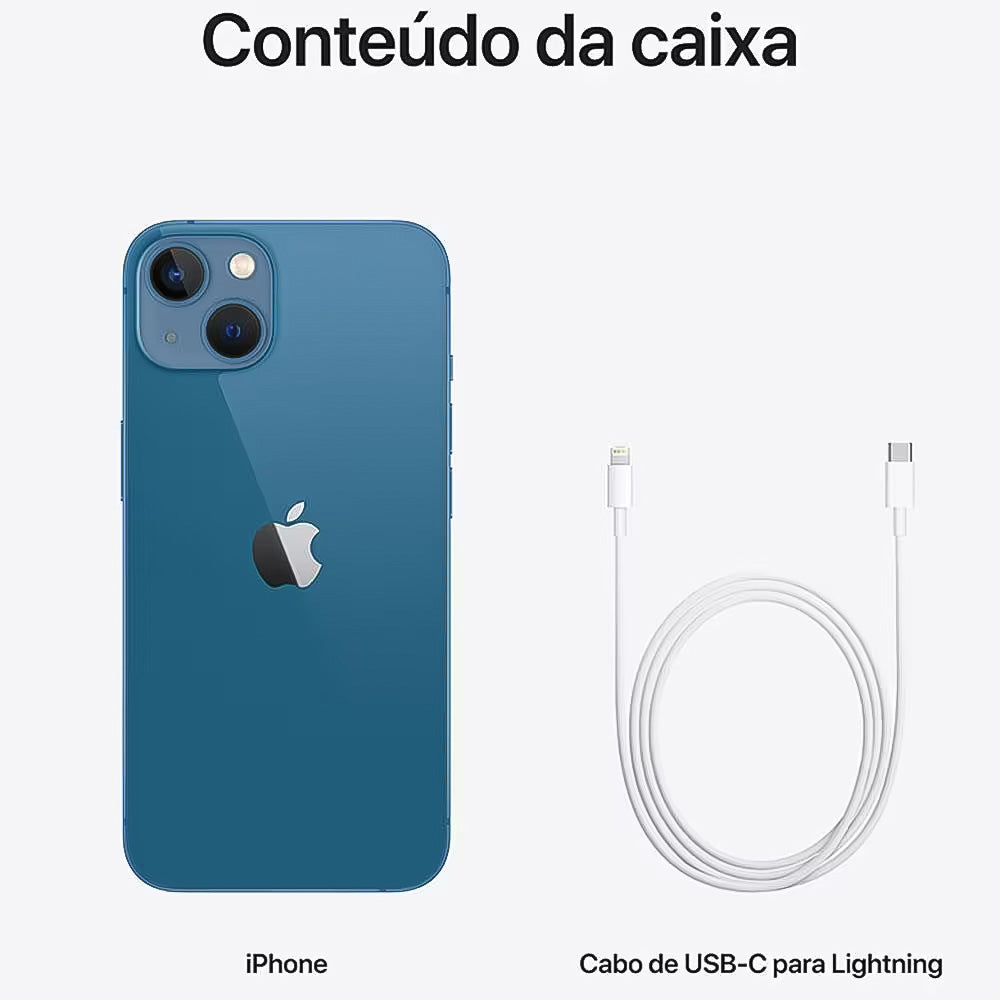 iPhone 13 Apple 128GB Azul Tela de 6,1”, Câmera Dupla de 12MP