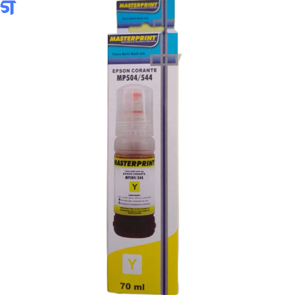 Refil de Tinta Epson Corante 504/544 Amarelo 70ML Masterprint Para Ecotank L4150 / L4160 / L4260 / L6171 / L6161 / L