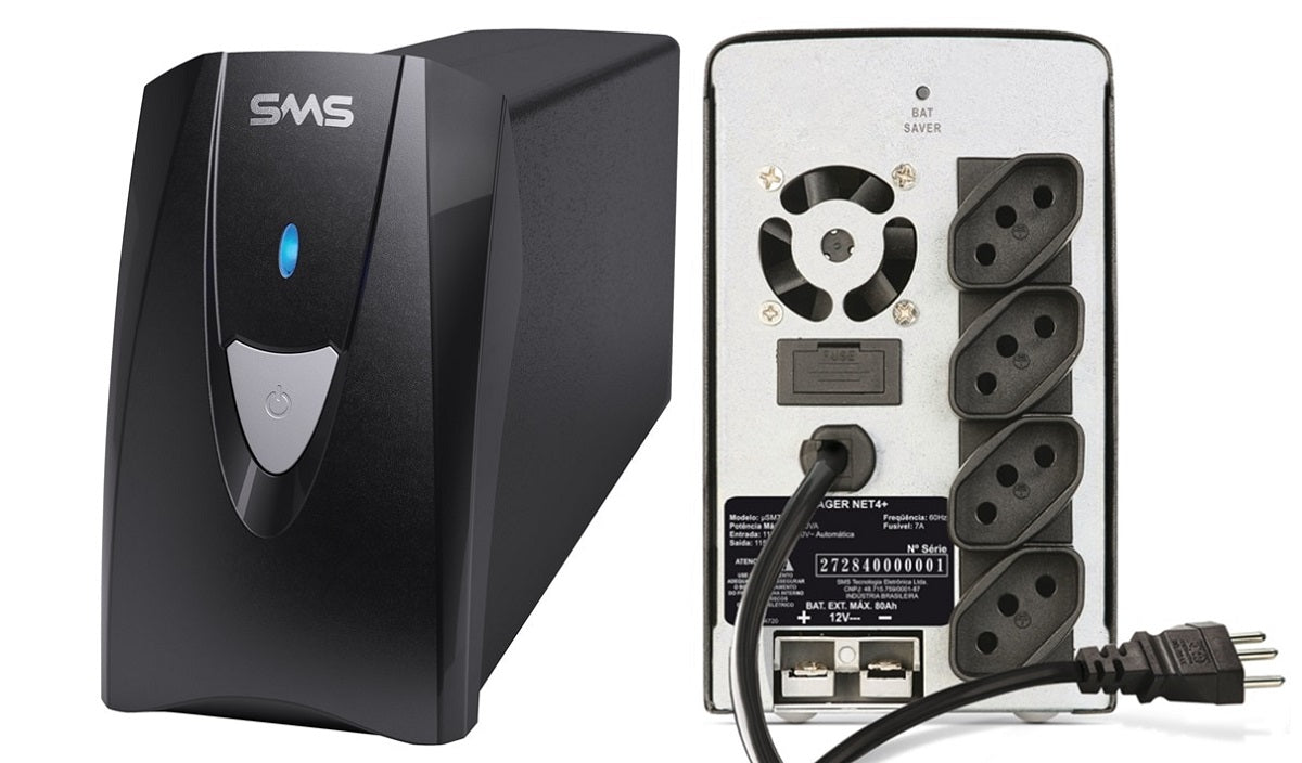 Nobreak SMS Bivolt 1500VA Net4+ NG Entrada Bivolt E Saída 115v 5 Tomadas + Extensor
