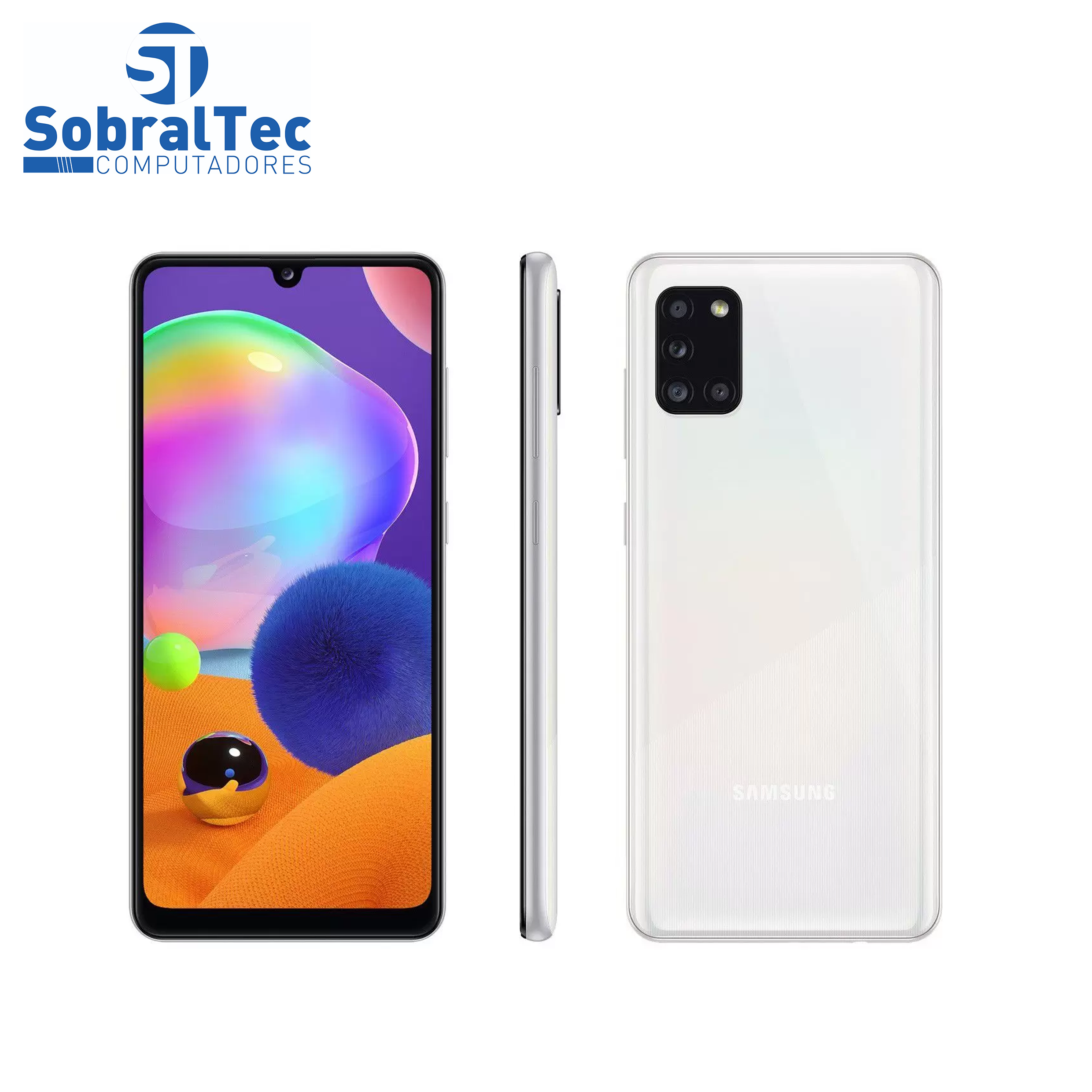 Smartphone Samsung Galaxy A31 128GB Branco 4G - Octa-Core 4GB RAM Tela 6,4” Câm.Quádrupla + Selfie