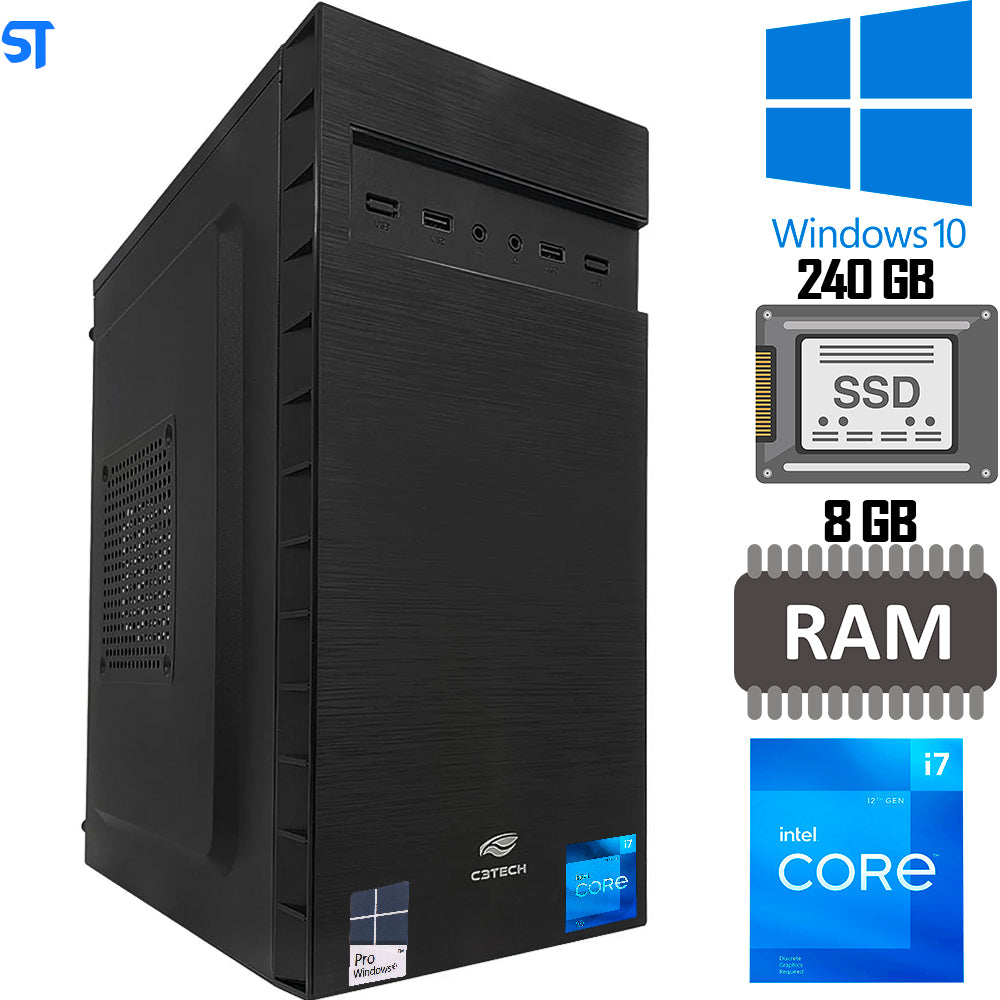 Computador Core i7-3770 -SSD 240GB-Memória Ram 8GB-Gab MT-32BK-Windows 10