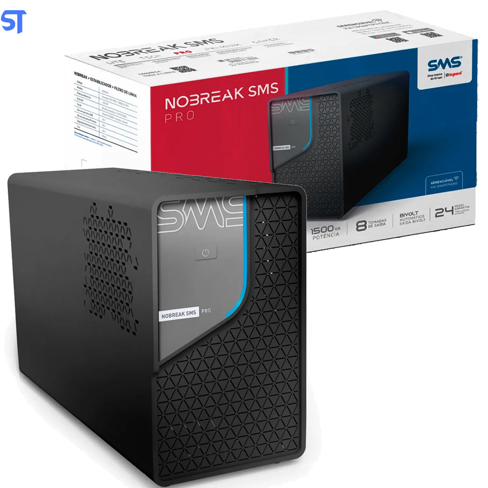 Nobreak Profissional SMS Pro , 1500va, 8 Tomadas, Bivolt - 0029401