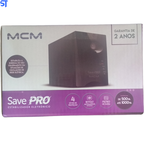 Estabilizador 500VA MCM Save Pro Bivolt/115V - Preto
