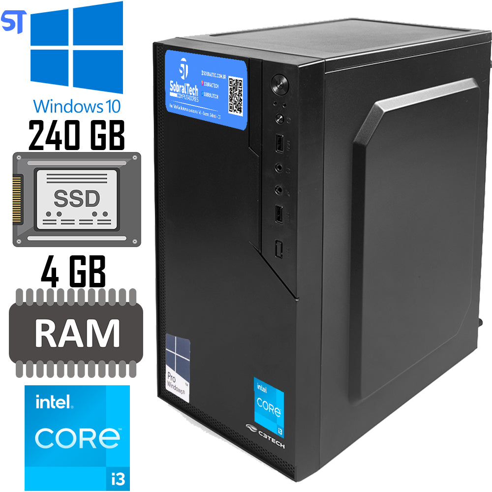 Computador Core I-3 (6100) Geração 6 - | HD SSD 240GB Kingston | Memória Ram 4 Gb DDR4- Windows 10 e MousePad Brinde