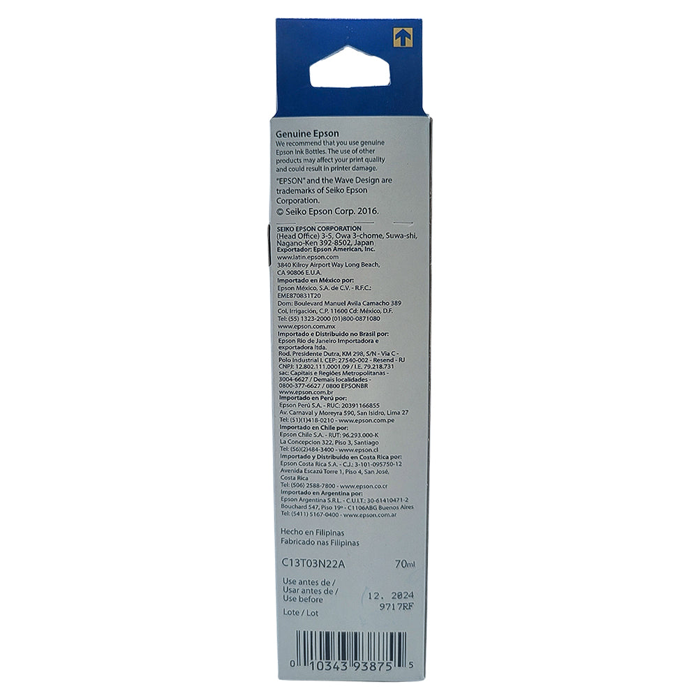 Refil de Tinta Epson Azul 504 T504 Para Ecotank L4150 / L4160 / L4260 / L6171 / L6161 / L6191