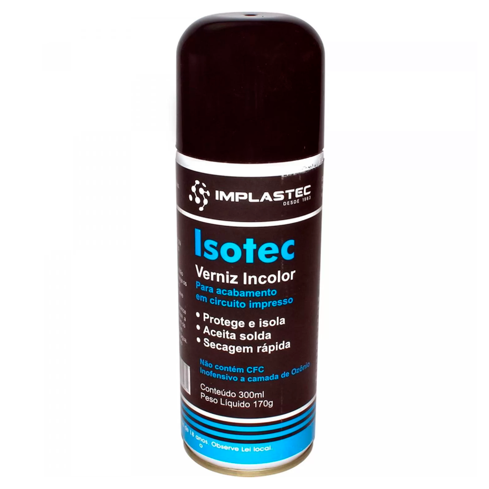 Isotec Verniz Incolor Implastec Aerossol Sem CFC 170g 300ml