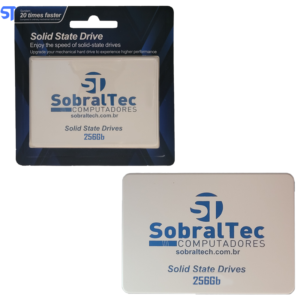 HD SSD SobralTec 256Gb 2.5 Sata3 Leitura 570Mb/s Escrita 500Mb/s - Branco