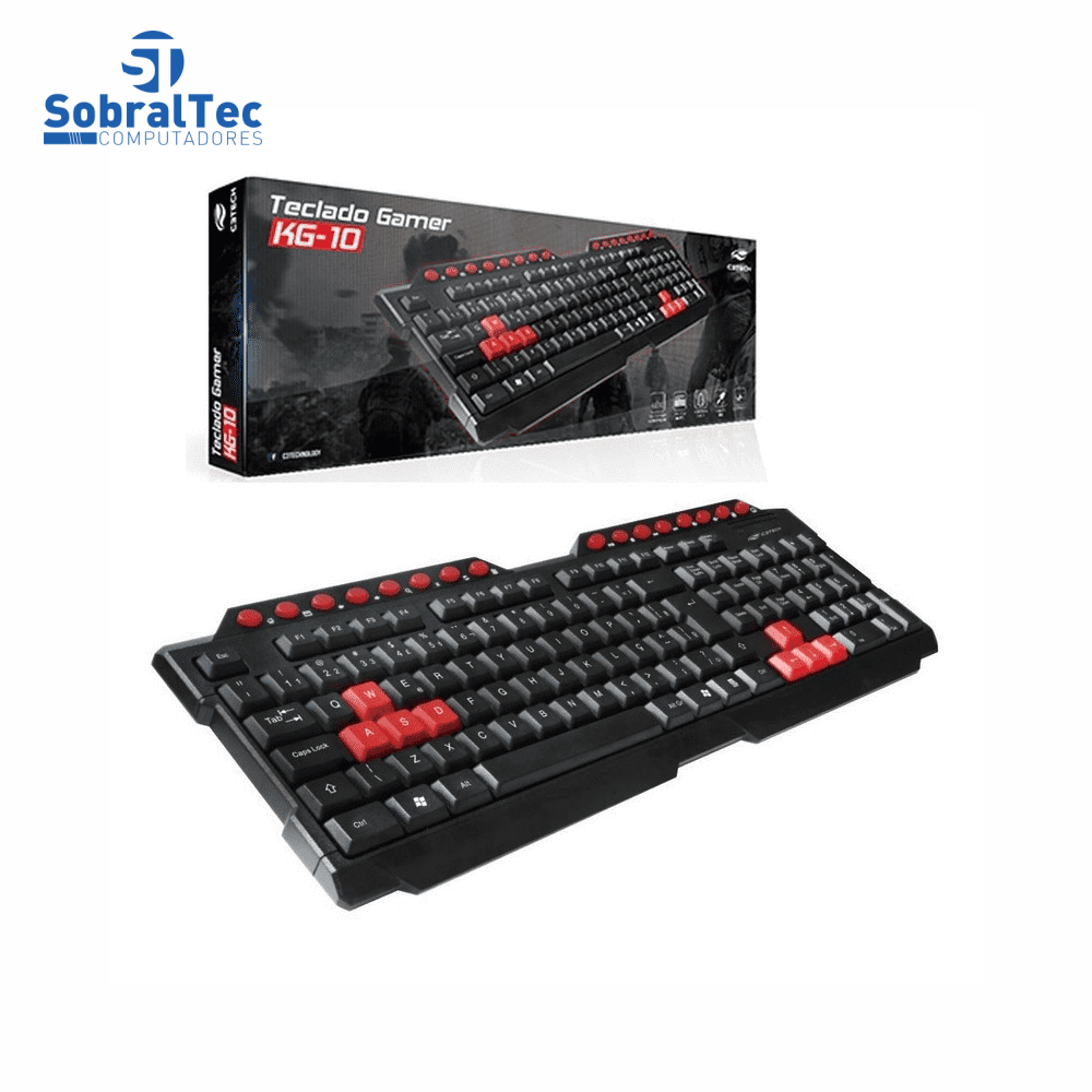 Teclado Gamer Usb Alta Durabilidade Membrana 107 Teclas ABNT2 C3Tech Kg-10bk