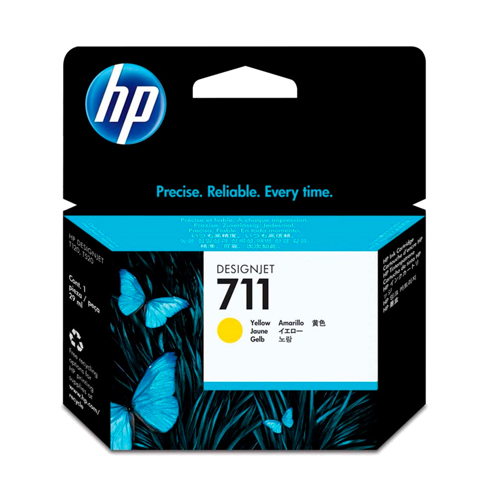 Cartucho de Tinta HP DesignJet 711 |  T120,  T130, T520 | 29ml Amarelo HP Original - CZ132AB