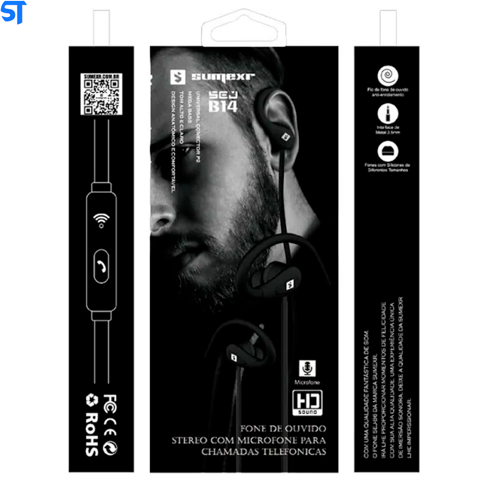 Fone De Ouvido Estéreo HD Sound Com Microfone Sumexr- SEJ-B14