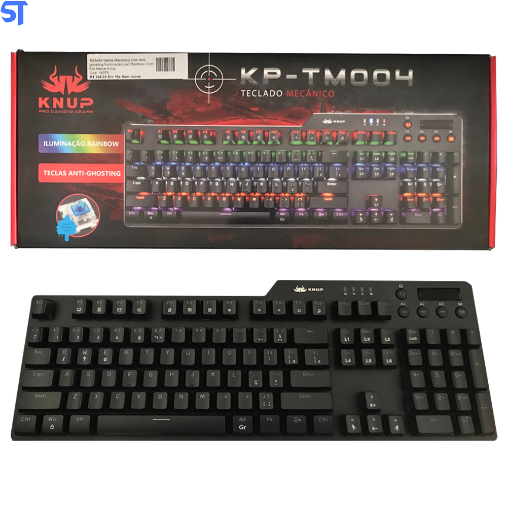 Teclado Game Mecanico Usb Anti-ghosting Iluminacao Led Rainbow Com Fio Marca Knup