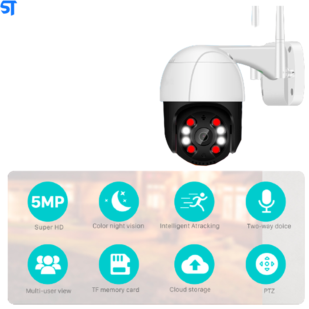 Câmera IP Mini Speed Dome Anbiux  WiFi Externa 2MP S/Cartão Alerta De Duas Vozes Detecção Humana