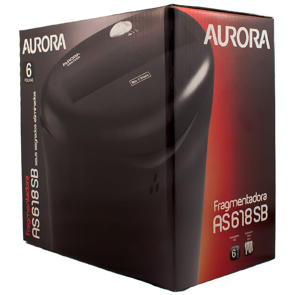 Fragmentadora de papel Aurora AS618SB - 9L, até 6 folhas - 220V